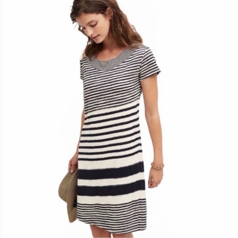 Maeve EUC Haven Above Knee Shift Dress Dark‎ Navy/Cream Size Medium